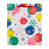 Colorful Snowflake and Ornament Gift Bag With Ribbon