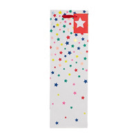 Colorful Stars on White Wine Gift Bag with