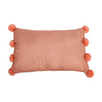 Decorative Pom Pom Pillow, Orange, 12 in x 20 in