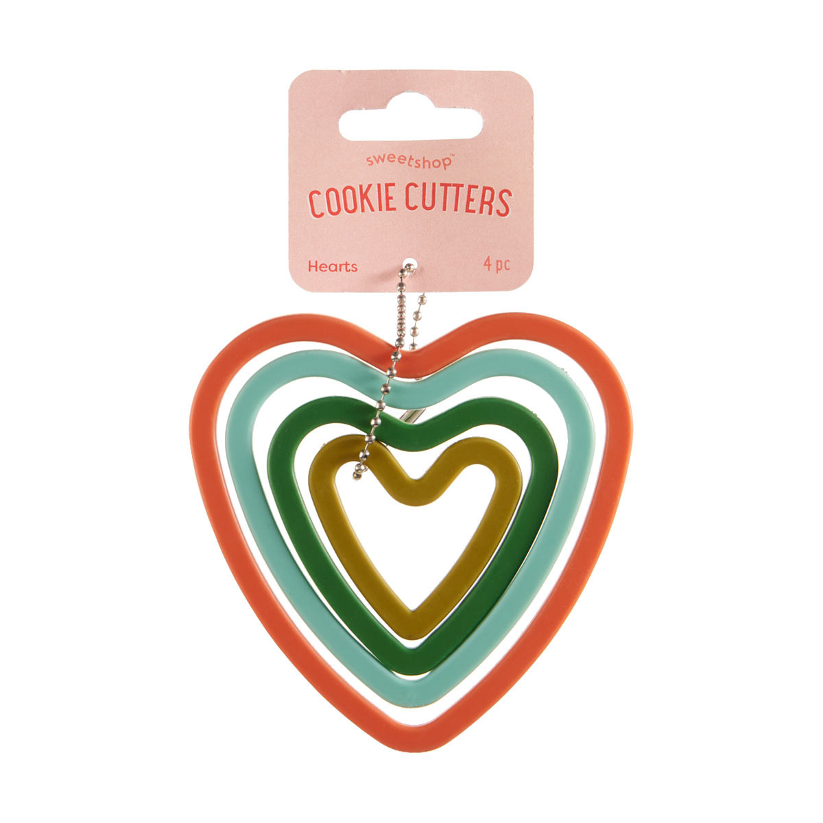 Sweetshop Cookie Cutters, Hearts, 4 Pack