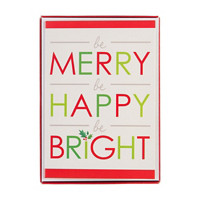 Holiday Style 'Be Merry Be Happy Be Bright' Christmas Cards with Envelopes, 16 Count