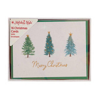 Holiday Style Christmas Cards, Christmas Trees, 16 ct