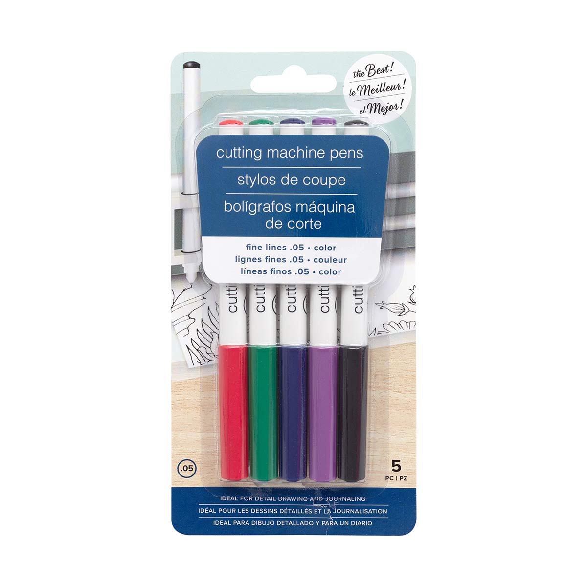 American Crafts Cutting Machine Pens, Fine Lines .05 Color, Pack of 5
