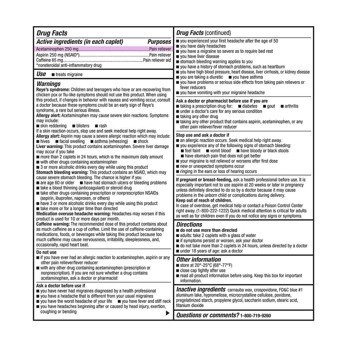 GoodSense Migraine Relief, Acetaminophen, Aspirin (NSAID) and Caffeine