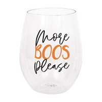 &#x27;More Boos Please&#x27; Halloween Stemless Plastic Wine