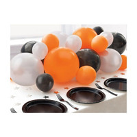 Black, Orange, & Silver Balloon Garland Table Runner and Confetti Kit