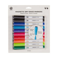 U Brands Low-Odor Dry Erase Markers, Set of 10, Assorted Colors, Medium (2mm) Point