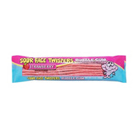 Sour Face Twisters Strawberry Flavored Bubble Gum, 2 oz.