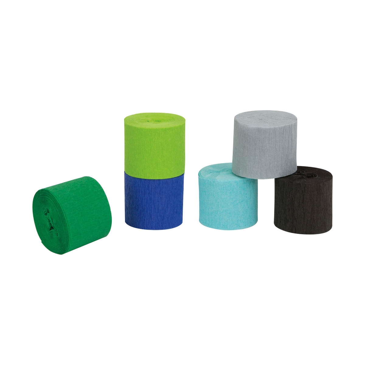 Crepe Paper Blue & Green Streamer Kit, 6 pieces, 20 ft each