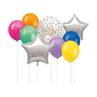 Colorful Foil Star & Latex Balloon Kit, 9 pieces