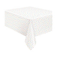 321 Party! Plastic Dots and Stars Birthday Tablecloth, 54 in x 84 in in