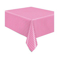 321 Party! Foil Silver & Bright Pink Tablecloth,