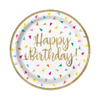 Bright Triangle Birthday Party Plates, 8 ct, 9