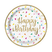 Bright Triangle Birthday Party Plates, 8 ct, 7 in