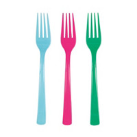Assorted Bright Plastic Forks, 18 Count