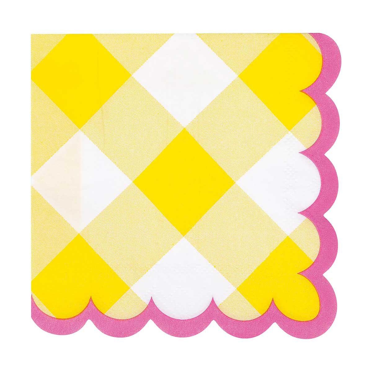 Scalloped Pastel Gingham Beverage Napkins, 16 Count