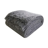 Woven Boucle Gray Throw With Fringe, 50 in x 60 in