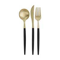 Assorted Plastic Cutlery, Set for 4, Black & Gold