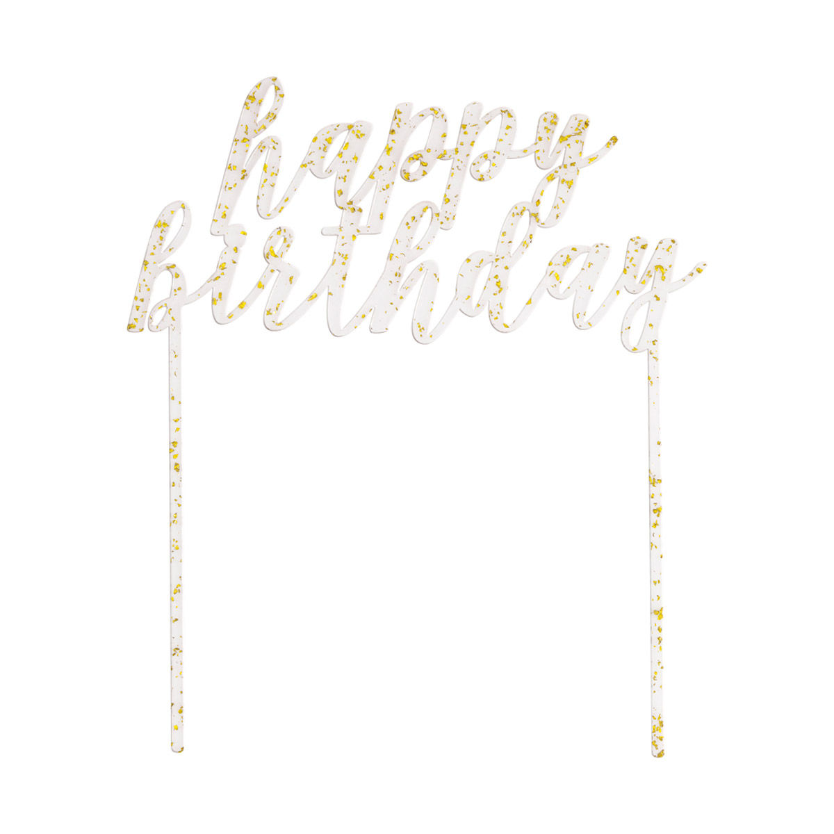 Gold Confetti Happy Birthday Cake Topper