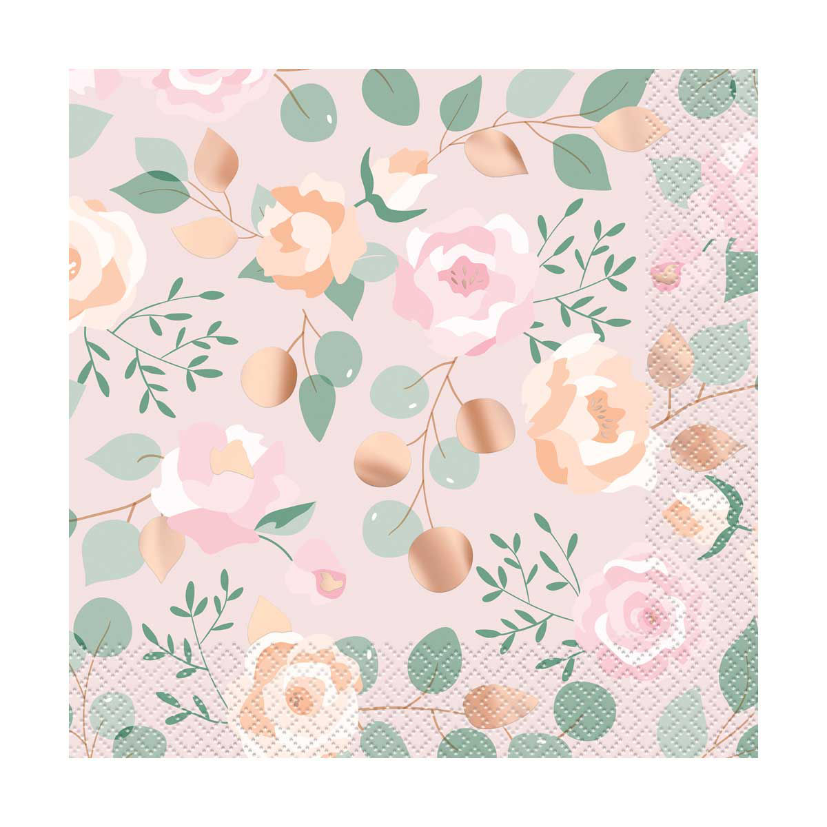 Porcelain Blooms Gold Luncheon Napkins - 20 Per Package