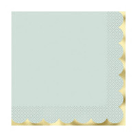 Scalloped Gold & Light Blue Luncheon Napkins, 16 Count