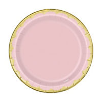 Scalloped Gold & Light Pink Party Plates, 8 ct, 7 in