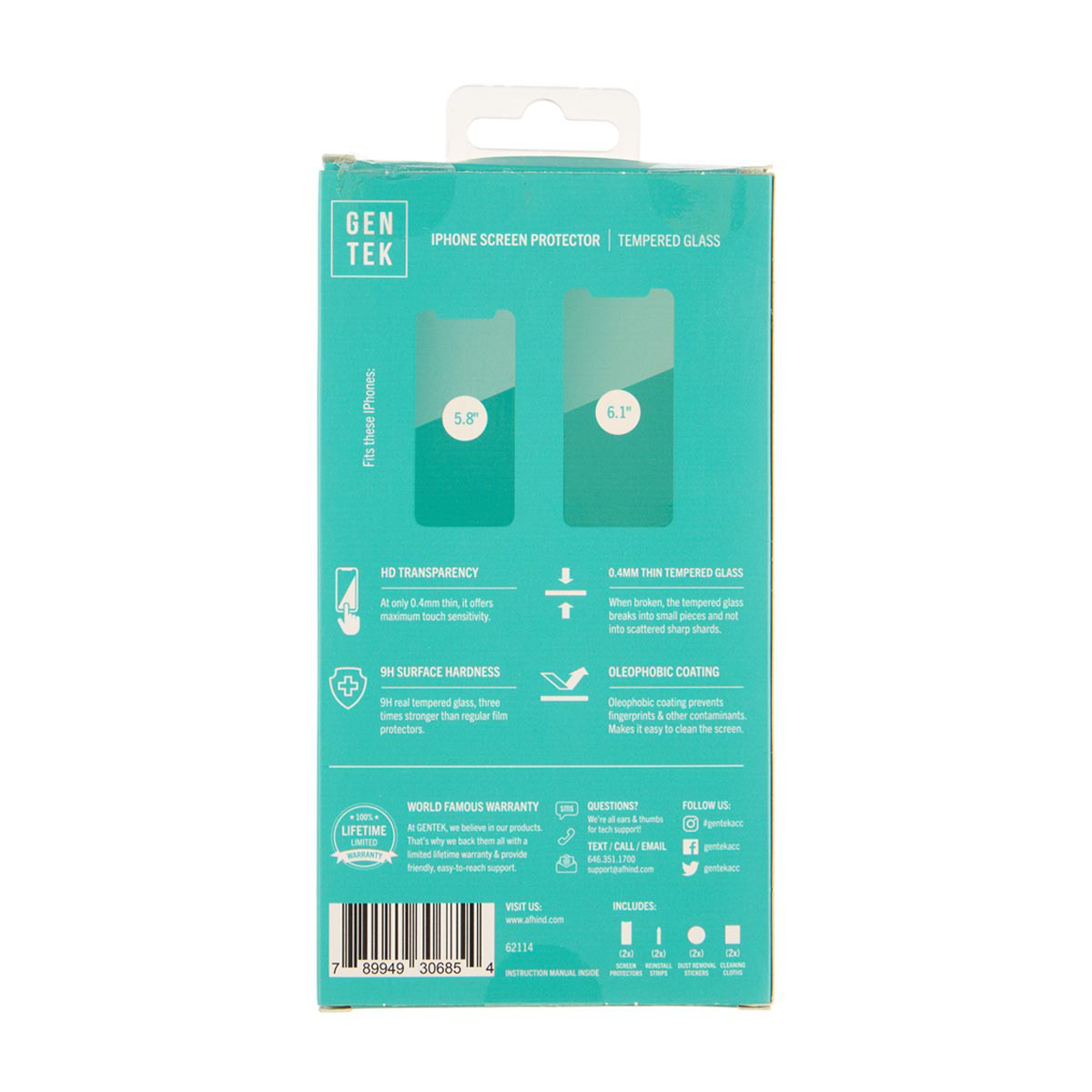 GENTEK iPhone Screen Protection, Tempered Glass