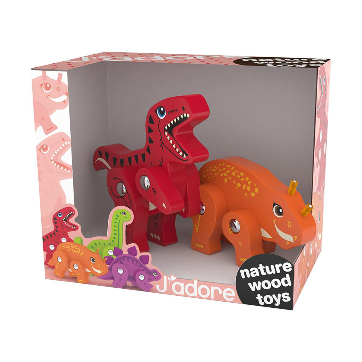 J'adore Wooden Moveable Dinosaurs Set