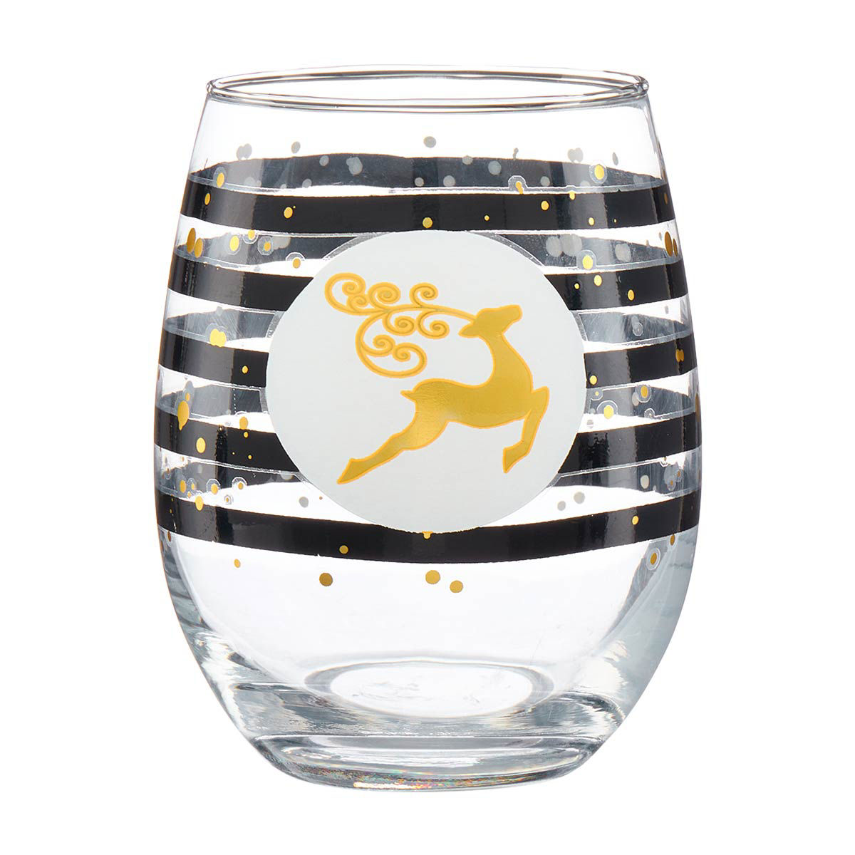Stemless Wine Glass with Reindeer