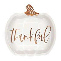 Modern Thanksgiving Pumpkin Shaped Party Plates, 9 in, 8 ct