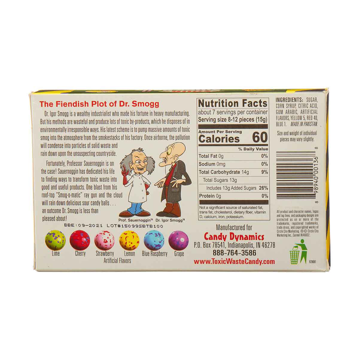 Toxic Waste Sour Smog Balls Theater Box Candy, 3.5 oz.