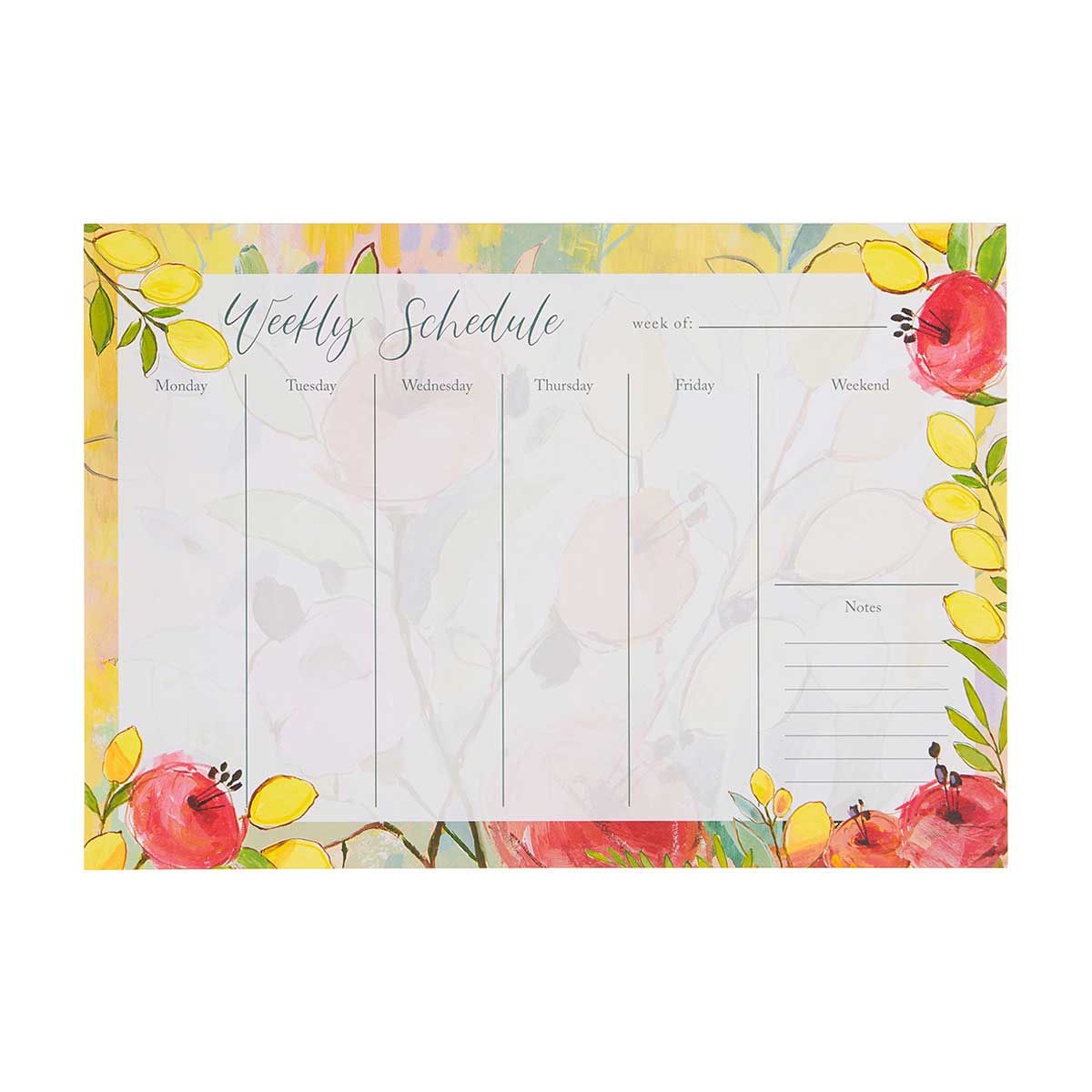 Weekly Schedule Notepad, Floral