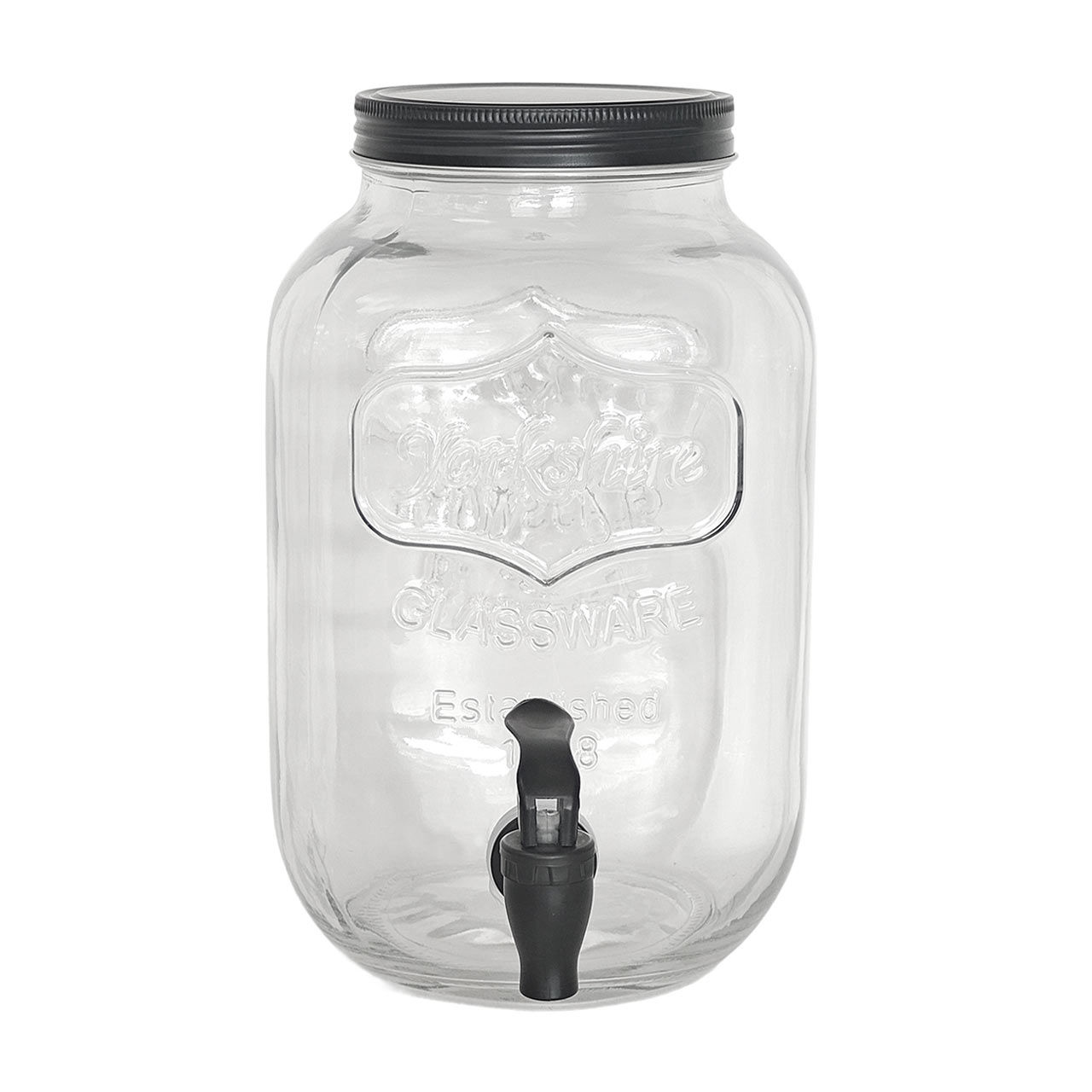 Yorkshire Glass Dispenser with Black Lid and Spigot