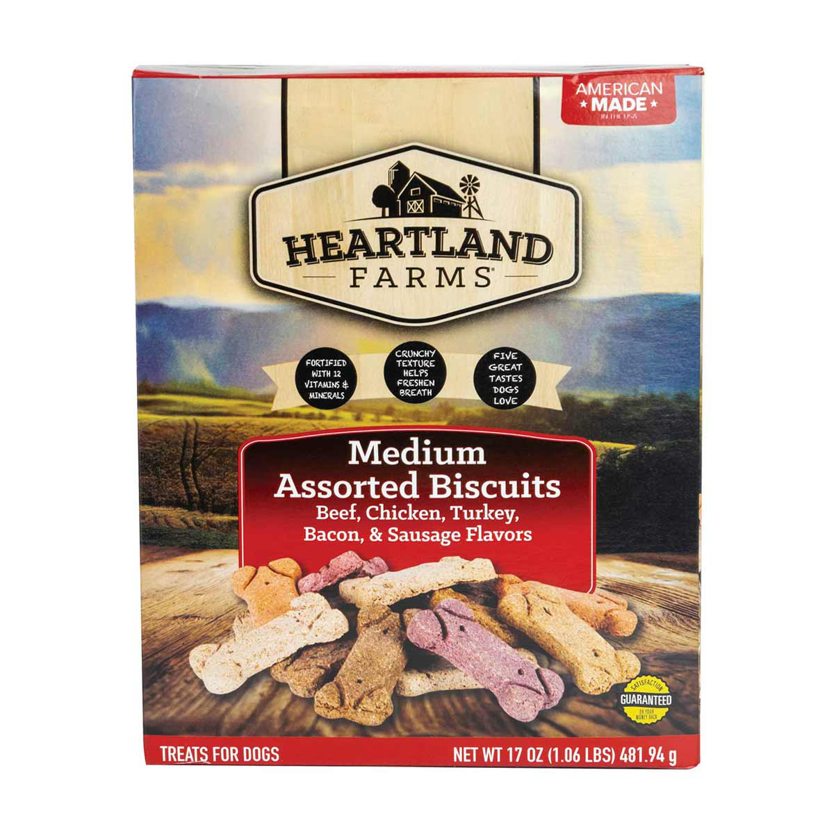 Heartland Farms Medium Assorted Biscuits Dog Treats, 17 oz