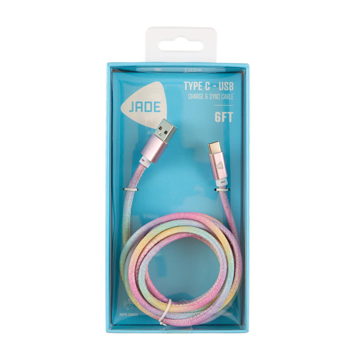 JADE Type C USB Charging Cable, 6 ft, Assorted