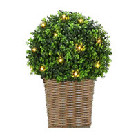 Artificial Boxwood Topiary with Lights