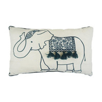 Elephant Lumbar Decorative Pillow with Tassels