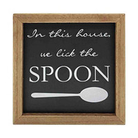 Wooden 'In This House We Lick The Spoon' Wall Sign