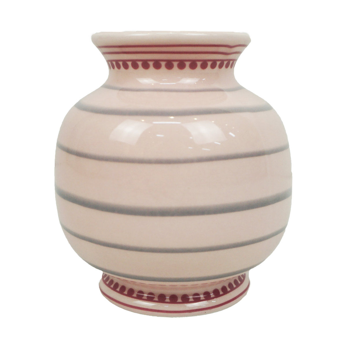 Decorative Round Ceramic Vase, Pink