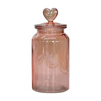 Valentine's Day Pink Glass Storage Canister, Large