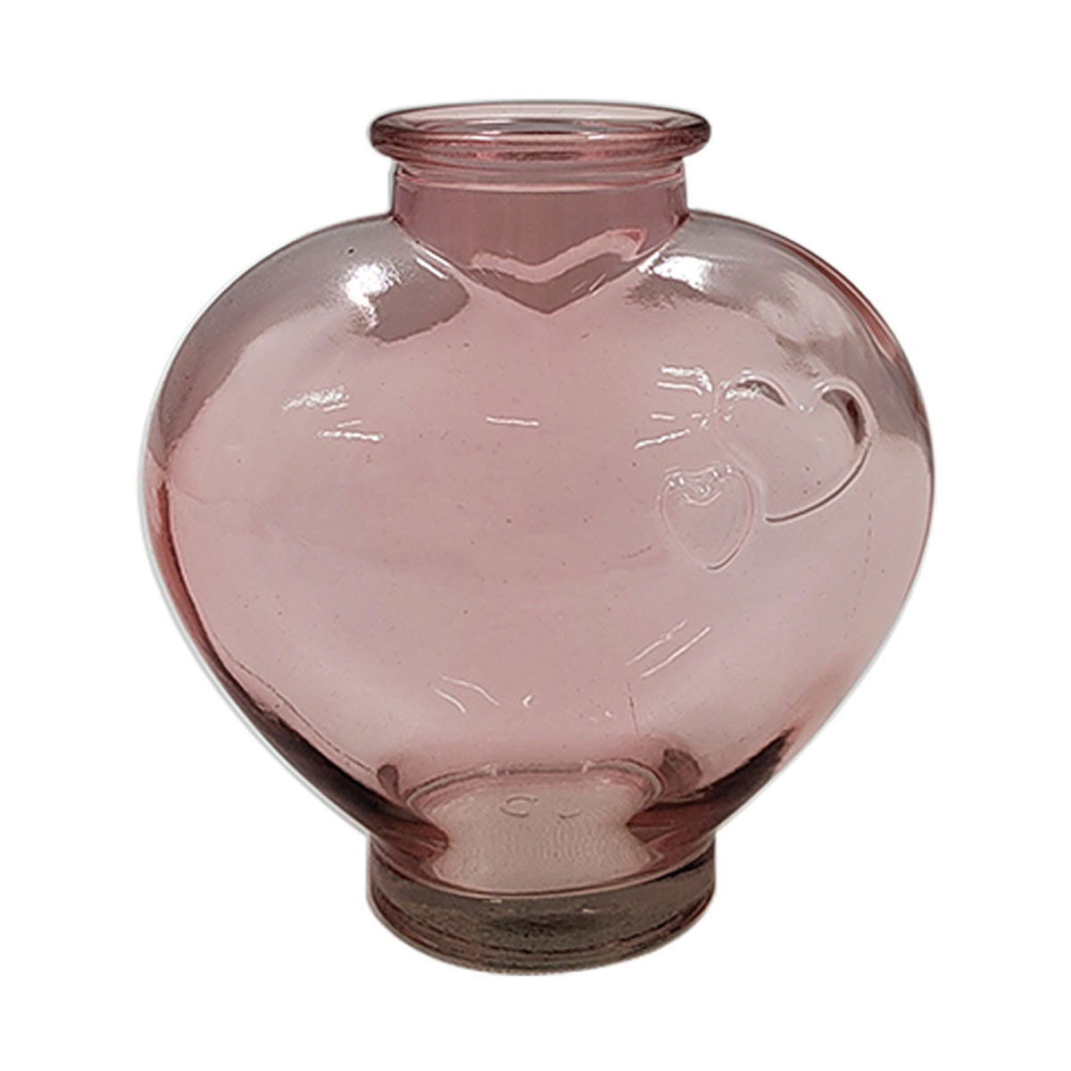 Decorative Heart Shaped Pink Glass Vase, Small