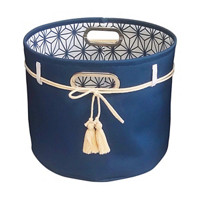 Canvas Basket, Blue, Round, Medium