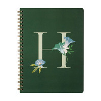 Floral Monogram Paperback Spiral Journal, H