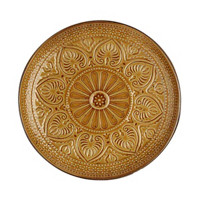 Decorative Embossed Ceramic Salad Plate, Gold