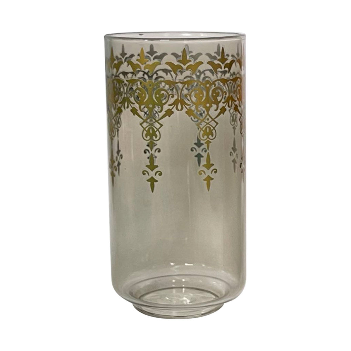 Decorative Glass Tumbler with Gold Decal, Gray