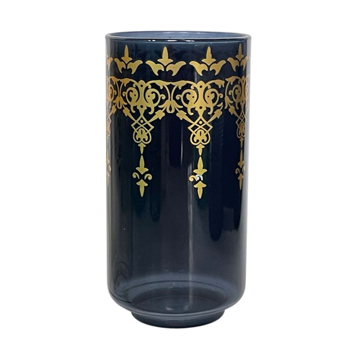 Decorative Glass Tumbler with Gold Decal, Blue