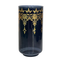 Decorative Glass Tumbler with Gold Decal, Blue