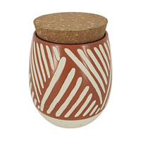 Decorative Ceramic Storage Container with Cork Lid, 5 in, Red