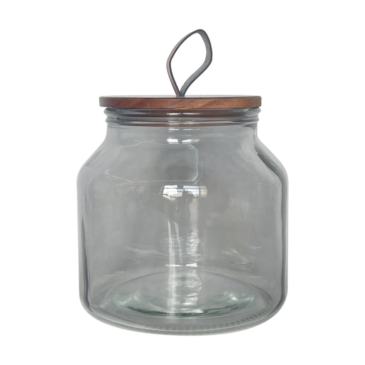 Gray Glass Canister with Wooden Lid, Small