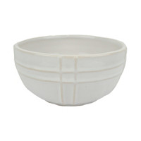 Embossed Round Ceramic Bowl, White